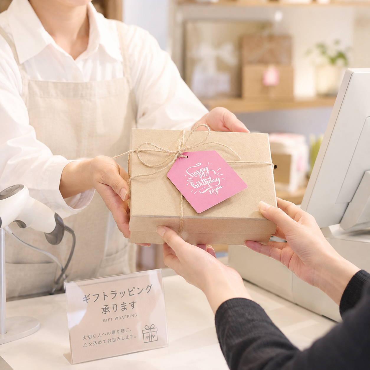 ギフトのパッケージ用タグ利用イメージ